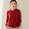Moletom de Caxemira Outono e Inverno Feminino Solto Fino com Capuz Tricô Tricô Peça Base Roupa Externa Suéter Roupa de Trabalho Transfronteiriça
