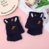Guantes de felpa a prueba de viento para mujer Invierno Cálido Estudiante Guantes sin dedos abatibles para exteriores Medio dedo Gruesos Guantes para escribir