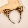 Tiara de Leopardo Desenho Animado Tiara de Gato com Orelhas de Leopardo Pelúcia Tiara de Animal para Cabelo Tiara para Baile de Halloween Festa