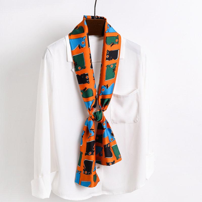 智贝SKU图_23明星同款细窄长条小丝巾女春秋洋气时尚韩国