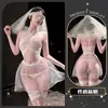 Chao Mu Renda QQNY Vestido de Casamento Transparente Camisola Sedutora Interesse Sexual Lingerie Erótica Desejo Puro Malha Tentação Gola Alta Uniforme