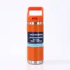 Botella aislada estilo americano transfronteriza de 18 oz, vaso de agua deportivo con popote plegable de acero inoxidable, botella espacial portátil a prueba de polvo con asa