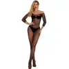 Nova Lingerie Sexy Feminina Jacquard Sexy Peça Única Malha Roupa Manga Longa Quadrado Pequeno W265
