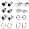Conjunto de Brincos de Aço Inoxidável Preto Amazon Venda Quente Transfronteiriça Múltiplos Brincos de Botão Moda Ear Cuffs Atacado