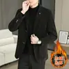 Jaqueta de Terno Masculino Outono e Inverno Chenille com Forro de Fleece Espessada Casual Top Masculino Jaqueta de Lã Casaco de Lã