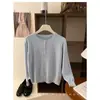 Cárdigan de Punto Gris de Alta Gama con Cuello Redondo y Mangas Largas para Mujer 2025 Nuevo Estilo Primavera y Otoño Prenda Exterior de Moda
