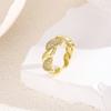 Anillo abierto geométrico en espiral de cobre de 18 quilates, ligero y de lujo, con forma de gota, ajustable, para mujer.