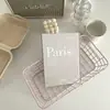 Cesta de almacenamiento miscelánea de escritorio color rosa hierro, cesta organizadora para dormitorio de estudiante, cesta de almacenamiento simple y artística