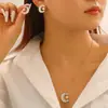 Collar Colgante de Diamante Estrella y Luna de Lujo Moda Transfronteriza Cadena para Clavícula de Mujer con Estrella y Luna Ropa de Mujer para Vacaciones
