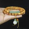 Pulsera Doble de Sándalo y Bambú con Colgante de Loto para Hombre y Mujer, Cuentas de Juego Cultural, Rosario, Joyería al Mayoreo