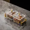 Plato de Fruta de Lujo Ligero, Sala de Estar, Sala de Té, Dulcero de Vidrio, Caja Nueva con Compartimentos para Guardar Snacks, Plato para Frutas Secas y Semillas de Melón
