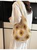 Bolso de Paja Hueco Tejido de Gran Capacidad Transfronterizo para Mujer, Bolso de Hombro Nuevo Estilo Primavera/Verano 2026, Bolso para Vacaciones en la Playa