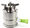 Estufa de leña plegable portátil de acero inoxidable para exteriores, picnic, camping, madera, carbón, barbacoa, estufa de alcohol sólido, cabezal de estufa para cocinar