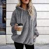 2026 Amazon Outono e Inverno Nova Roupa Feminina Cruzada Europeia e Americana Temu Moletom com Capuz de Manga Longa Cor Sólida Jaqueta de Lã