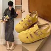 Sandalias Cerradas Estilo Birkenstock para Mujer, Nuevos Zapatos de Verano 2026 para Exteriores, Tejidos Huecos Estilo Jaula de Cerdo, Zapatos Romanos de Suela Gruesa para Aumentar la Altura
