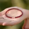Novo Pulseira de Cristal Morango e Granada Natural do Monte Wutai, Círculo Único ou Múltiplo, Pulseira Simples de Contas Levemente Luxuosa para Mulheres, Atacado