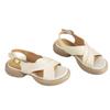 Versión de Cuero Suave~Sandalias Abiertas con Tira Cruzada para Mujer, Nuevo Estilo Verano 2026, Cómodas y Versátiles, Suela Gruesa, Zapatos de Una Tira con Sensación de Caminar sobre las Nubes