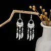 [Selección Premium] Pendientes Estilo Étnico de Minorías Vintage con Plata de Minorías Étnicas, Pendientes Largos Colgantes Florales Estilo Bohemio Único
