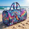 2026 Bolso de Mano Portátil Gran Capacidad Almacenamiento de Ropa de Viaje Ligero Bolsa Deportiva Estampado de Dragón Oriental