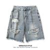 Shorts Jeans Rasgado Ge Hua Masculino Calças de Verão Calças Capri Retrô Marca de Moda Senso de Design Nicho Estilo Americano High Street Pedindo