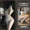 Gato Nocturno Lencería Erótica Sexy Encaje Abertura Uniforme Malla para Mujer Transparente Bordado Clásico Cheongsam qqny Conjunto