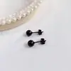 Aretes de Tuerca Geométricos de Estrella de Acero Titanio con Bolas de Acero Grandes y Pequeñas de Moda Simple al por Mayor de Fábrica de Venta Caliente Aretes Perforados Mujeres