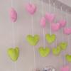 Cortina de Porta Pequena Estilo Fresco Rosa Verde Amor Pendurada Sem Furos Quarto Cortina Decorativa Cortina Pendurada para Quarto Cortina Barreira