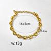 S28 Elegante Moda Corazón Pulsera de Acero Inoxidable Perforada Corazón de Melocotón Oro de 18 Quilates