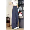 Pantalones perforados transpirables de secado rápido personalizados/empalmados para hombre, pantalones finos de seda helada frescos para verano, pantalones largos casuales rectos holgados