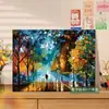 Pintura a óleo digital DIY série paisagens naturais, pintura a óleo colorida preenchida à mão, arte de parede decorativa para alívio do estresse e cura