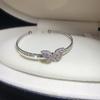 Pulsera Geométrica Abierta Incrustada con Diamantes, Lujo Ligero, Gama Alta, Pulsera de Moda Personalizada, Elegante, Simple y Versátil para Mujer