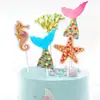 Decoración Creativa para Pastel de Fiesta Decoración de Lentejuelas Brillantes Decoración de Belleza Cola de Sirena Tarjeta Tarjeta para Mesa de Postres