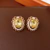 Aretes de Corazón Ovalado de Zirconia Plisada, Aretes de Lujo Ligero de Alta Gama, Aretes Metálicos de Moda al por Mayor
