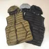 Colete CP de outono e inverno para comércio exterior transfronteiriço com emblema e lentes, colete jaqueta de algodão quente sem mangas folgado com capuz