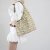 Bolsa de Mão Casual de Viagem Estilo Pastoral Doce e Fresco Algodão Puro Estampado Moda Axila Feminina Bolsa de Mão de Grande Capacidade