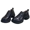 Artículos en stock, forro de felpa, punta redonda de 6 cm, estilo británico, primavera y otoño, 26 estilos nuevos, empalme retro, apertura profunda, sin cordones, versátiles, zapatos pequeños de cuero