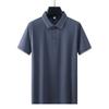 Camisa polo de manga curta transfronteiriça masculina, casual para negócios, lapela, elástica de alta qualidade, seda gelada, camiseta da moda masculina