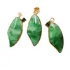 Collar con Colgante de Hoja Verde Seca de Jade Rama Dorada Colgante de Hoja de Jade Colgantes Pendientes Colgante Marca de Jade Venta al por Mayor