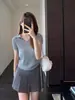 Estilo Old Money Polo Retrô de Tricô Trançado Fino Respirável Emagrecedor Tricô Manga Curta Top Feminino Primavera Verão Novo H072402