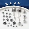 Prata Esterlina S925 Moeda Flor de Lótus Peixe Botão Pingente Acessórios Pingente de Borla Antigo Retrô Material para Miçangas DIY