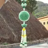 Pingente de carro de lingote de jade verde mais vendido, contas de vidro, pauzinhos duplos, sorte, carro pendurado, jade, suprimentos de segurança para carro
