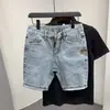 Shorts Jeans Vintage Lavado Estilo de Rua para Homens e Mulheres, Calças Cinco Pontos Retas Acima do Joelho, Caimento Solto, Tendência de Verão