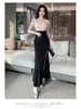 Vestido Gama Alta Lujo Ligero Ajustado Adelgazante Sexy Estilo Hermana Mayor Cola de Pez Abertura Vestido Largo Ropa de Trabajo para Técnicoas
