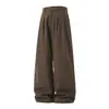Pantalones Casuales de Doble Pinza Versátiles Simples Retro Americano para Hombre, Pantalones Largos Rectos Sueltos de Pierna Ancha con Textura, Básicos de Primavera