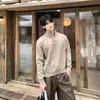 Suéter Casual Unisex de Punto Holgado con Cremallera Media y Cuello Alto, Jacquard Calado, Estilo Retro Old Money, Otoño/Invierno