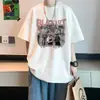 Camiseta de Manga Corta de Algodón Puro de Peso Pesado 260g para Hombre, Ajuste Holgado de Verano, Camiseta Base Estampada No Transparente, Top de Marca de Moda, Camiseta de Hombre