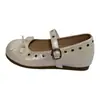 Sapatilhas de ballet retrô francesas de pele de carneiro com biqueira redonda e fivela de metal, sapatos baixos slip-on para mulheres, confortáveis e versáteis para o trajeto