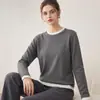 Elegante y sofisticado suéter de lana de dos piezas con cuello redondo para mujer, con un diseño de bloques de color, un efecto adelgazante y una sensación de alta gama.