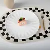 A5 Melamina Branco Renda Criativa Prato Redondo Prato para Massa Ocidental Prato de Salada Prato de Servir Apresentação de Bife de Hotel Restaurante