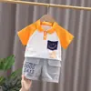 Conjunto de Verano para Niños 2025 Nuevo Infantil Manga Corta Algodón Elegante Verano Estilo Coreano Bebé Moderno Conjunto de Dos Piezas